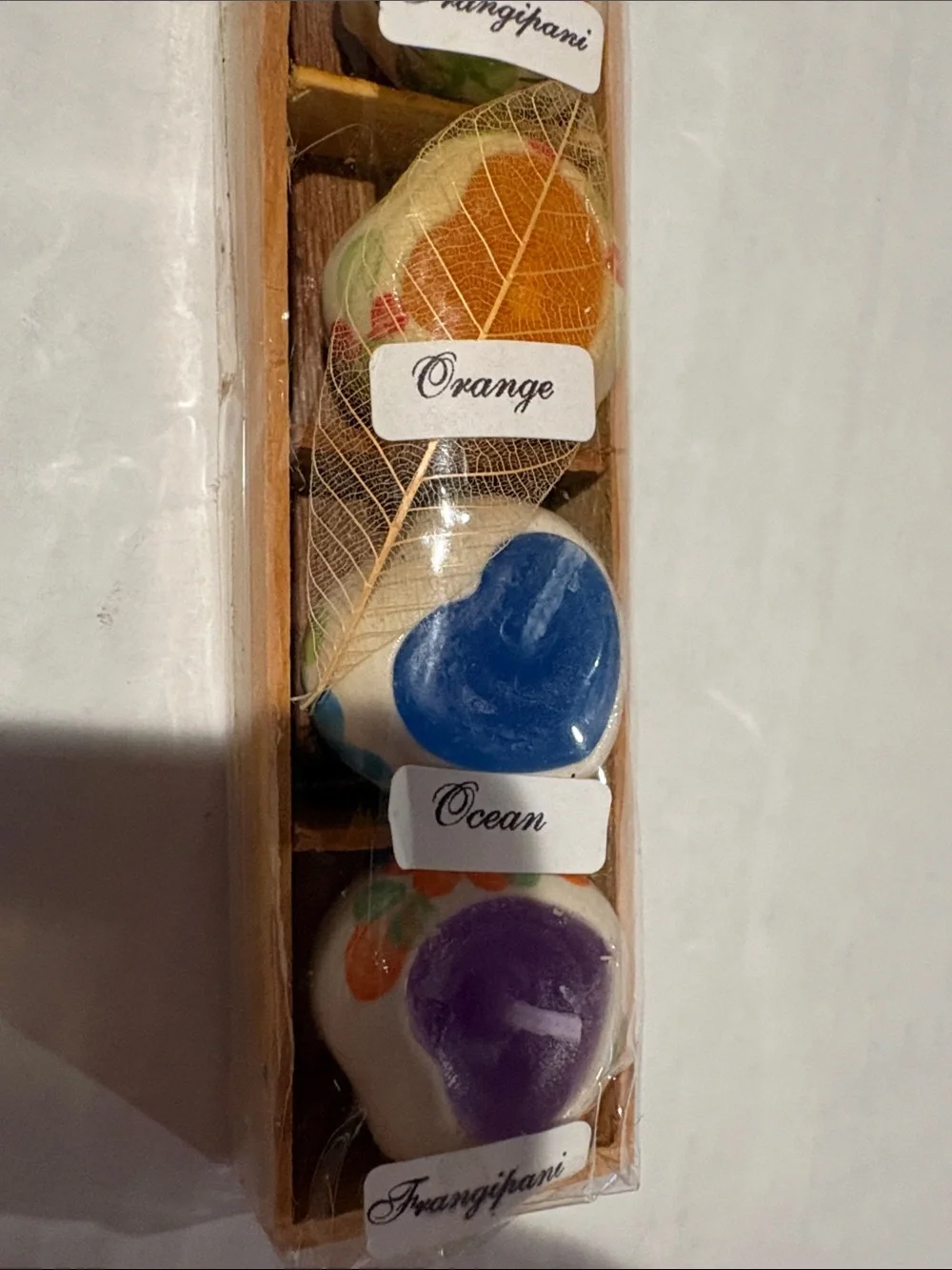 Orchid, Frangipani & Ocean Heart Scented mini candles- Multi Color